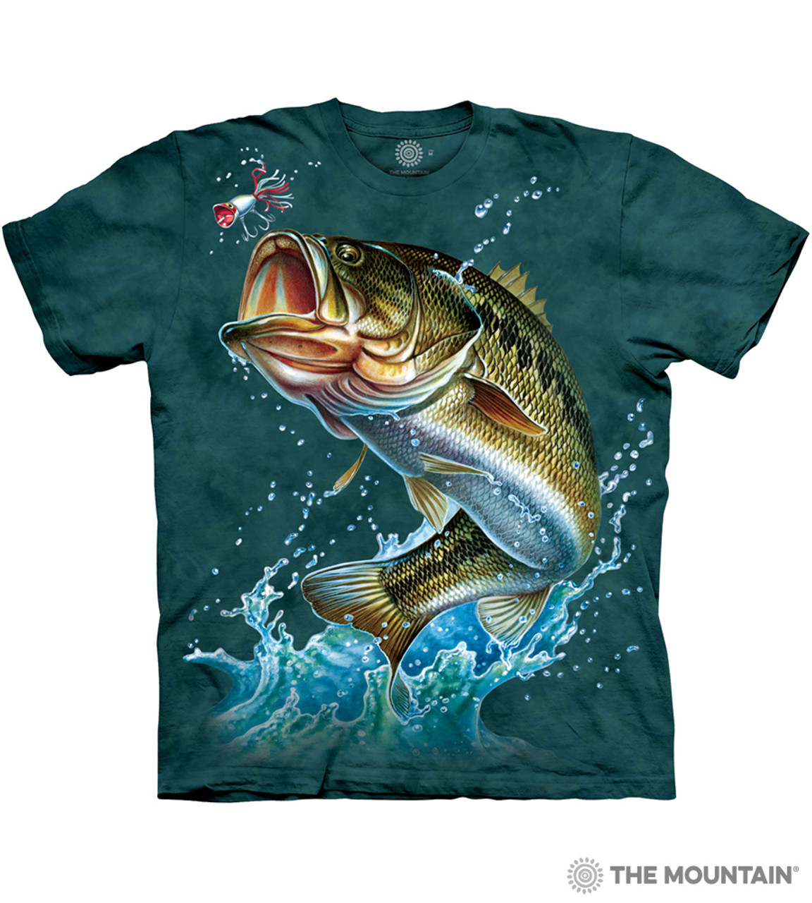 vintage 90s CABELA'S BASS FISHING TIE-DYE T-Shirt MEDIUM trout nature