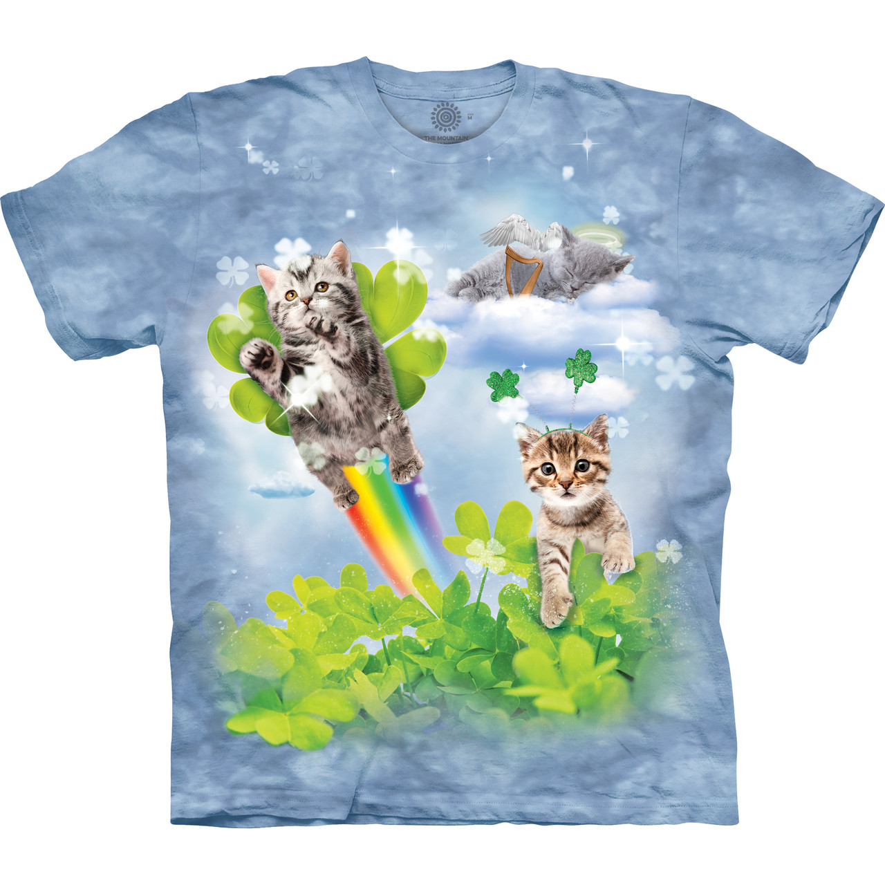 Green Irish Fairy Kittens Classic Cotton T-Shirt The Mountain Shirts