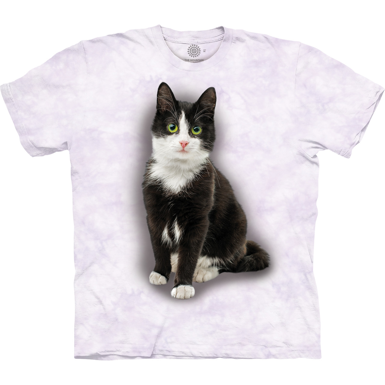 Black & White Cat On Purple Mist Classic Cotton T-Shirt | The