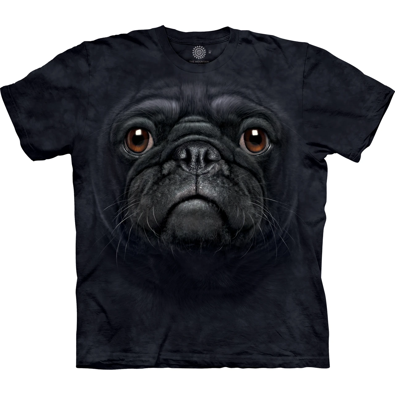 Black Pug Face Classic Cotton T-Shirt | The Mountain Shirts display picture 1
