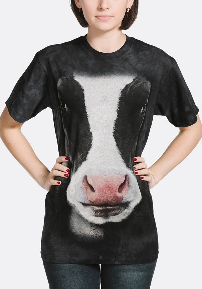Black Cow Face Classic Cotton T-Shirt Tee