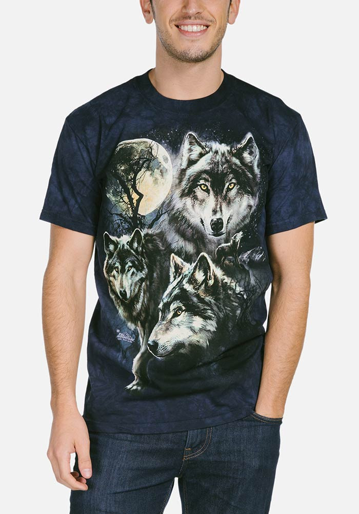 The Mountain Wolf Lookout T-shirt - Adult - Blue - Boutique Légende