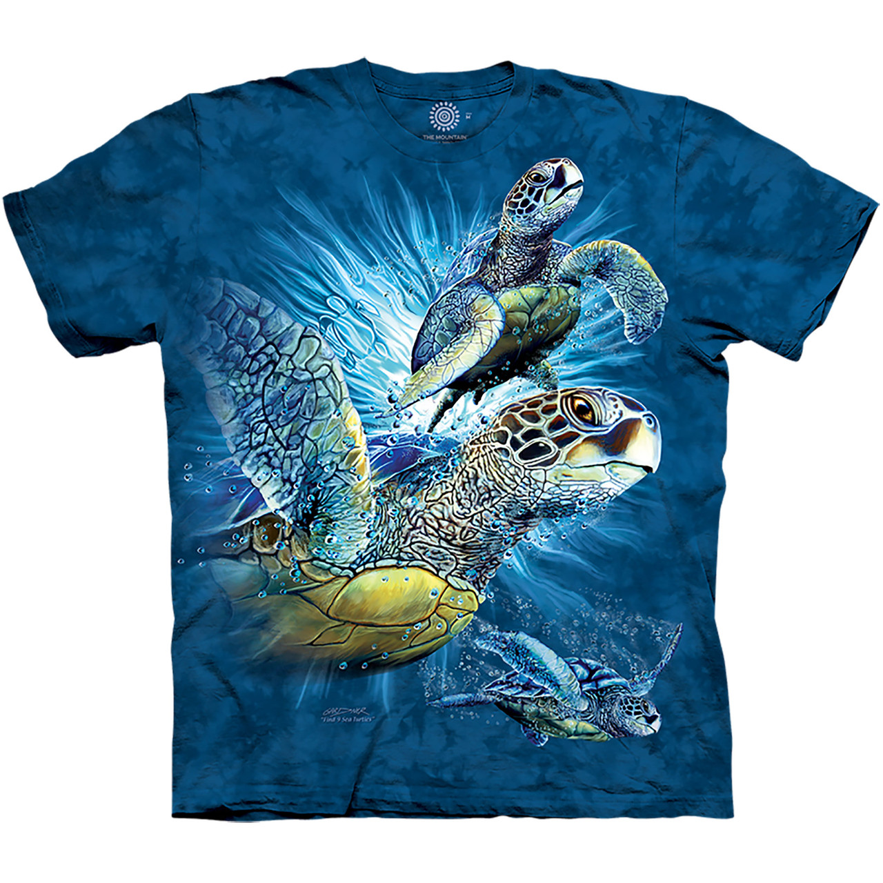 Find 9 Sea Turtles Classic Cotton T-Shirt Tee