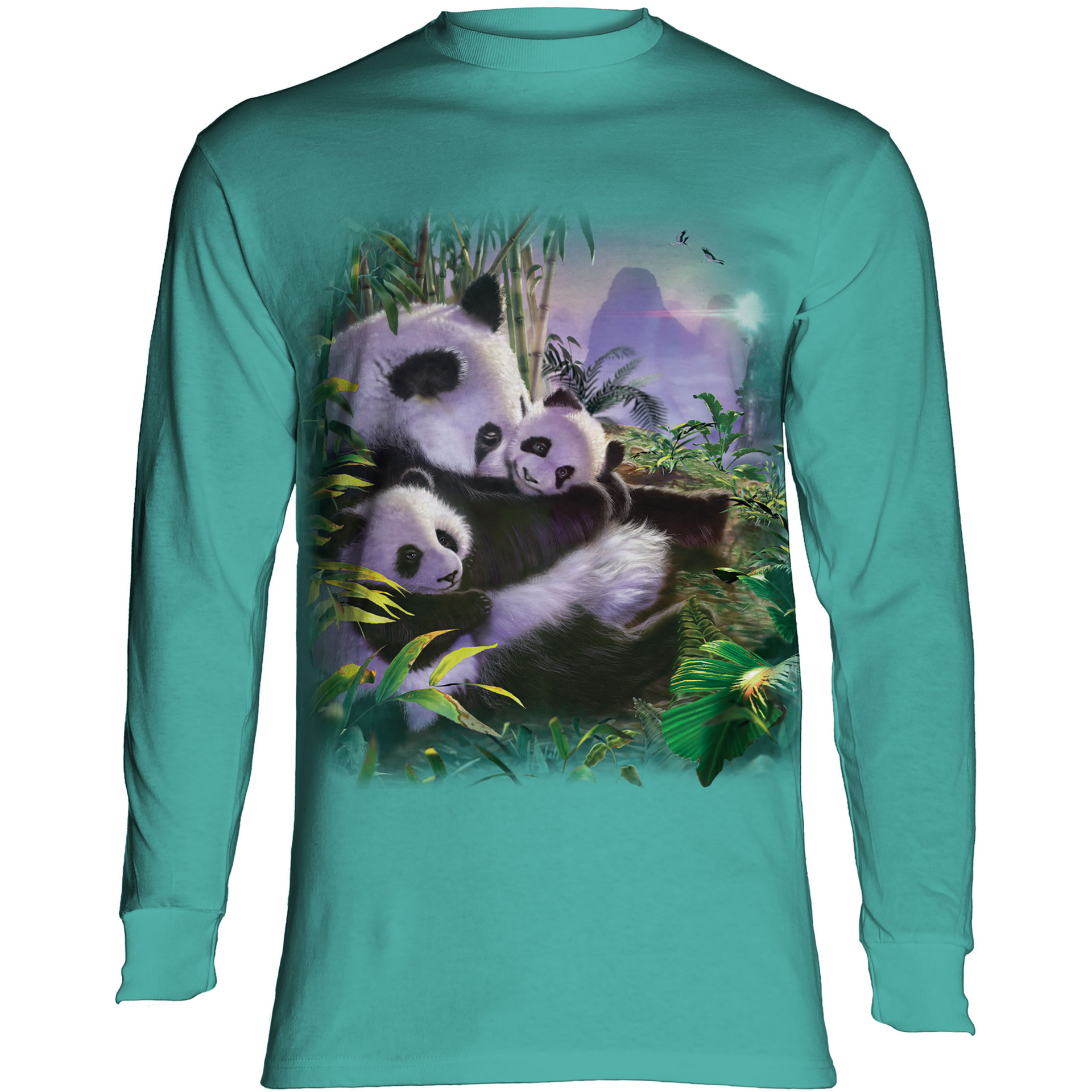 Babyhug 100% Cotton Full Sleeves T-Shirt With Panda & Text Graphics - Blue