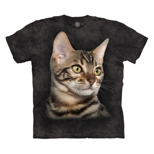 Striped Cat Portrait Classic Cotton T-Shirt