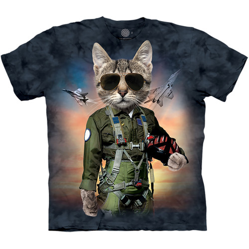 ★AWESOMEUS★ STANING CAT T PIGMENT TSHIRT 2COLOR Cosmic Cat Classic Cotton T-Shirt Tee