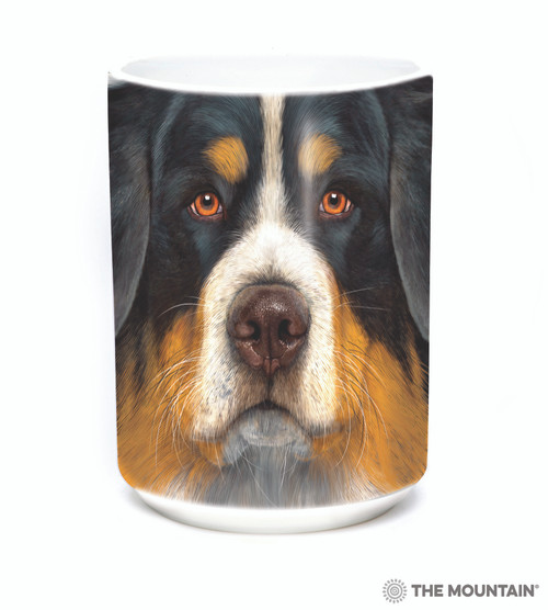 Bernese Mountain Dog Face Ceramic Mug 15 Oz | The Mountain