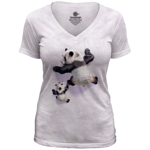 Panda Climb Women's V-Neck Triblend Tee