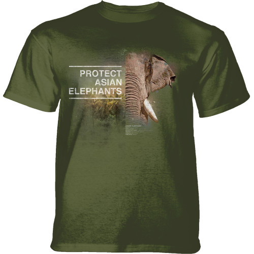 Protect Asian Elephants Green Classic Cotton T-Shirt