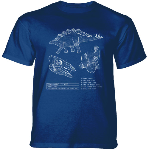 Stegosaurus Blueprint Blue Classic Cotton T-Shirt