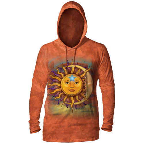 Sun Moon Orange Lightweight Hoodie Tee - Limited Edition