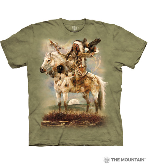 The Mountain Native American & Spirit Guide T-Shirt - 'Before The Storm' Design, 100% Cotton Unisex Tee, Tan