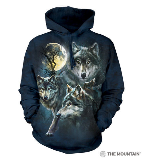 The Mountain Adult Unisex Hoodie Sweatshirt - Moon Wolves Collage