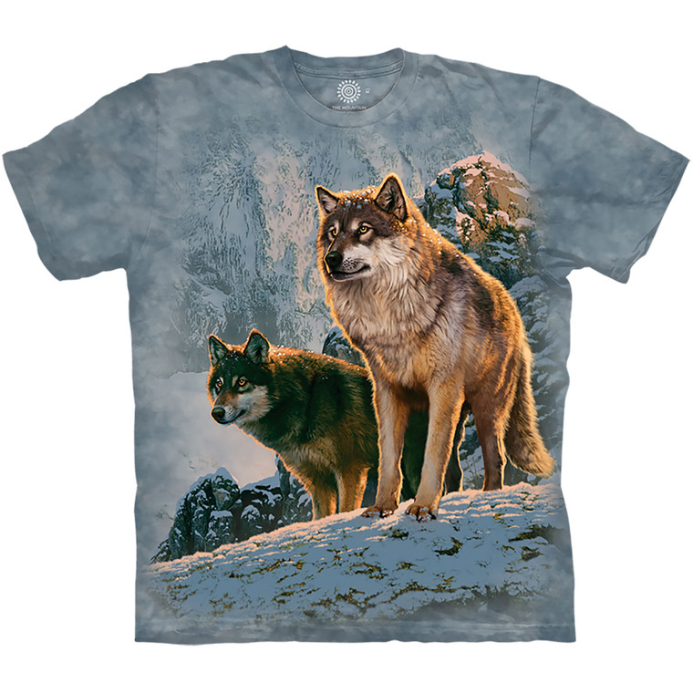 Wolf Couple Sunset Classic Cotton T-Shirt