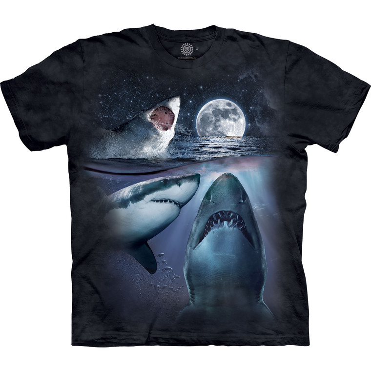 Three Shark Moon Classic Cotton T-Shirt