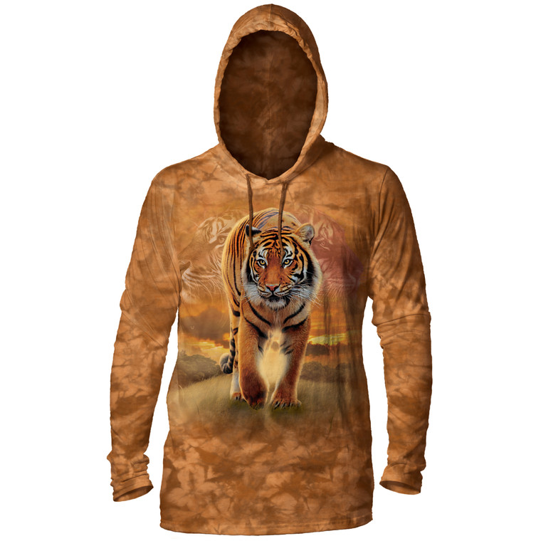 Rising Sun Tiger On Acorn Lightweight Hoodie Tee