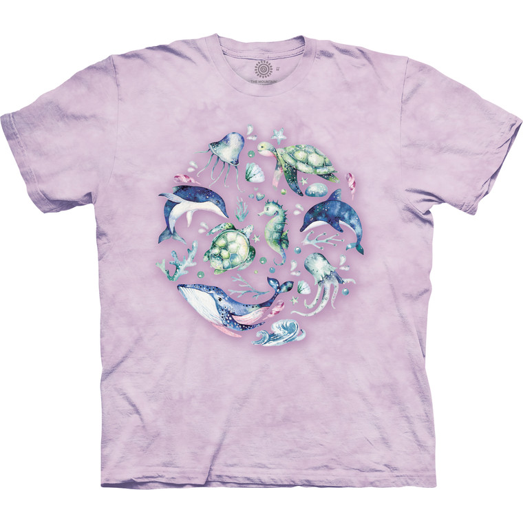 Watercolor Ocean Collage Classic Cotton T-Shirt