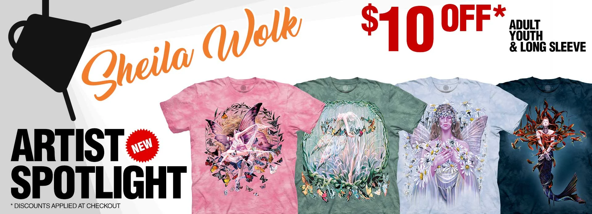 $10 OFF Artist Spotlight Sheila Wolk Adult, Youth &amp; Long Sleeve