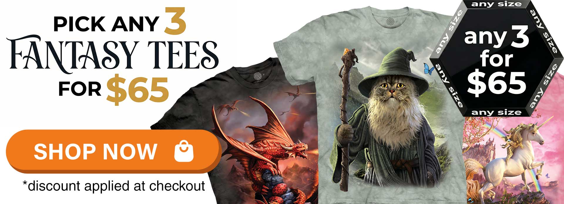Pick any 3 Fantasy Tees for $65