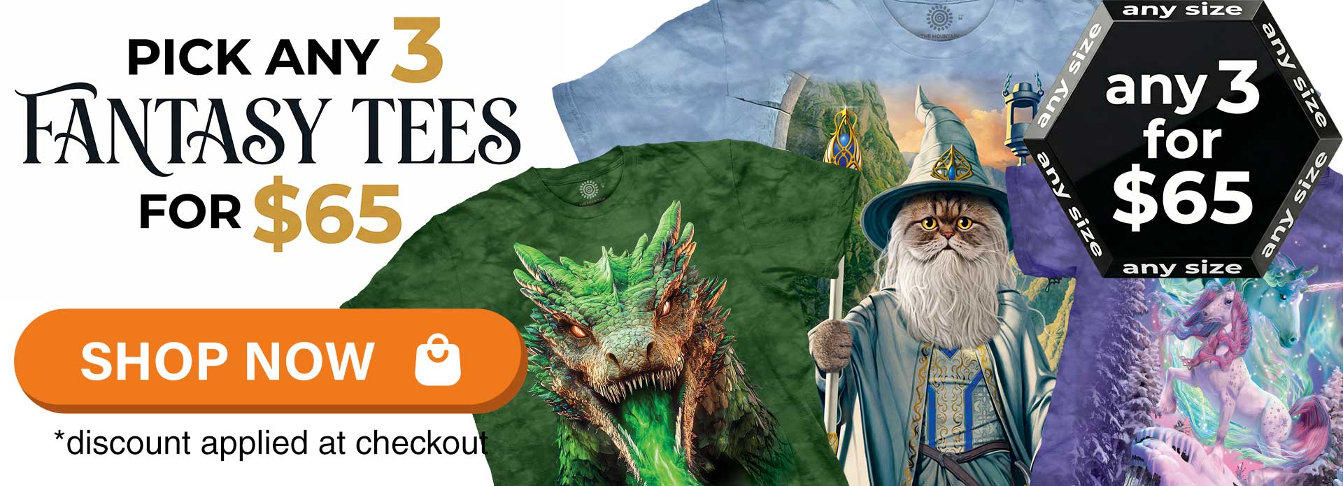 Pick any 3 Fantasy Tees for $65