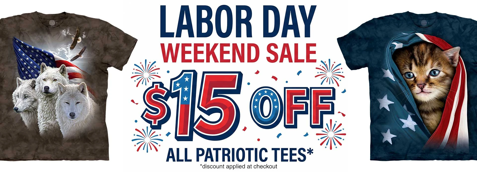 $15 OFF All Patriotic Tees This Labor Day Weekend