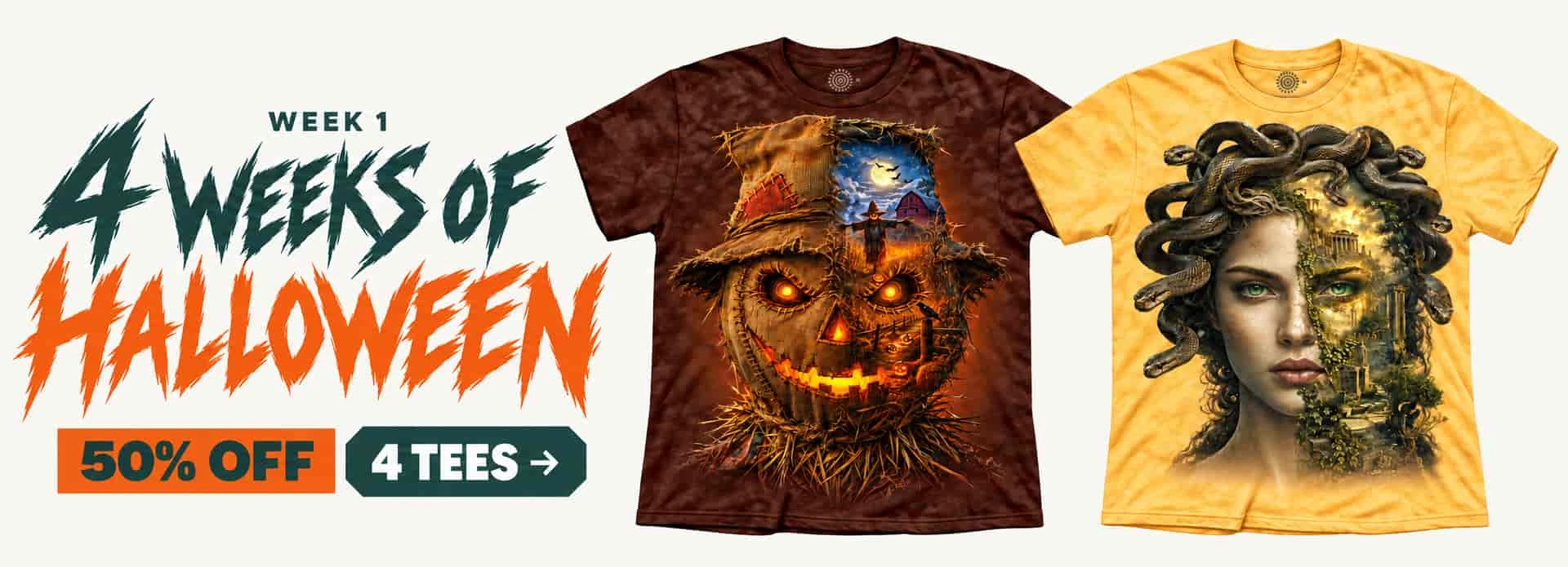 50% OFF 4 tees: Halloween Week 1 ?