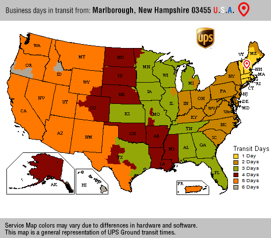 UPS® Ground Delivery Map