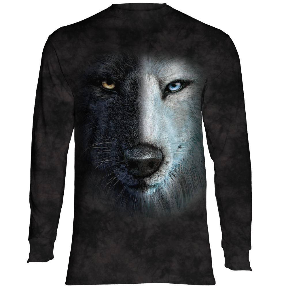 B&W Wolf Face Classic Long-Sleeve T-Shirt Tee