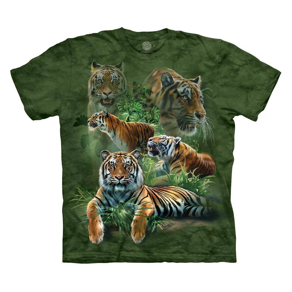 Tiger Emerald Forest King Vintage Tigers Mountain Animal Green T-Shirt XL