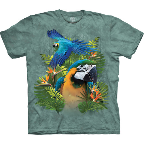 Blue And Gold Macaws Green Classic Cotton T-Shirt