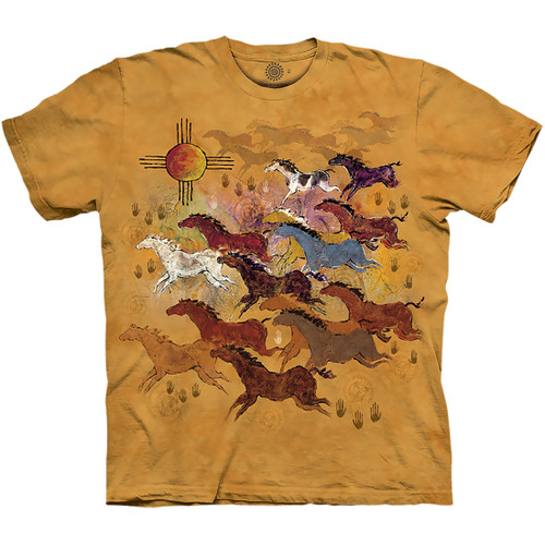 Horses And Sun Classic Cotton T-Shirt Tee