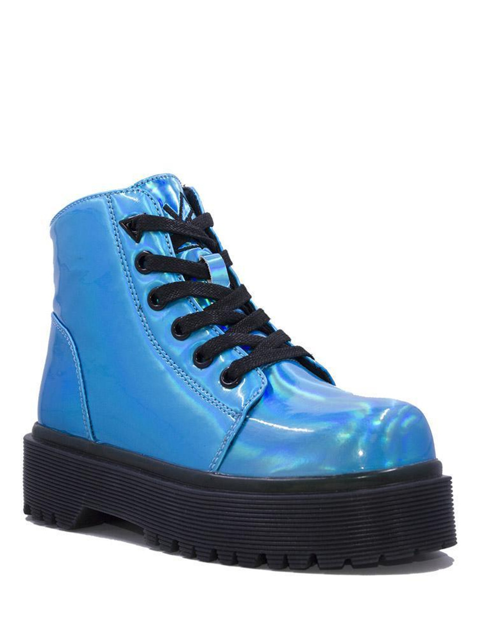 platform boots holographic