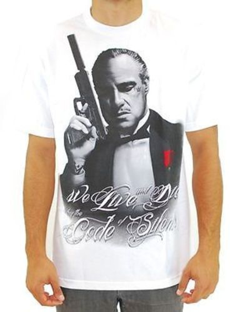 Mafioso Silencer Mafia Gun Pistol Live and Die Urban Mens White Shirt ...