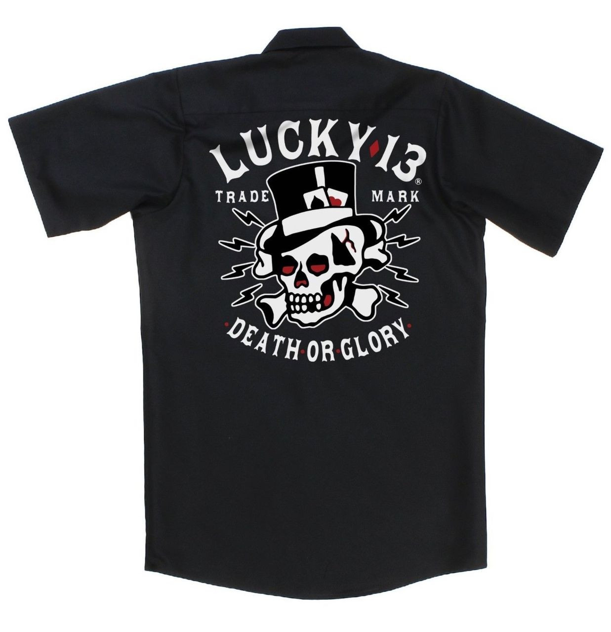 Lucky 13 Death or Glory Skull Gothic Tattoo Punk Button Down Work