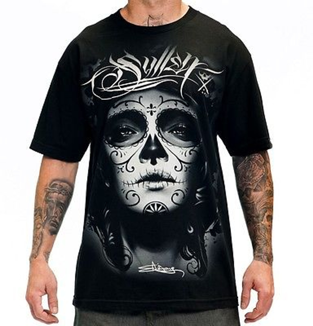 SULLEN CLOTHING FILIGREE BADGE BLACK TATTOO INK SKULL PUNK GOTH T SHIRT  S5XL  eBay