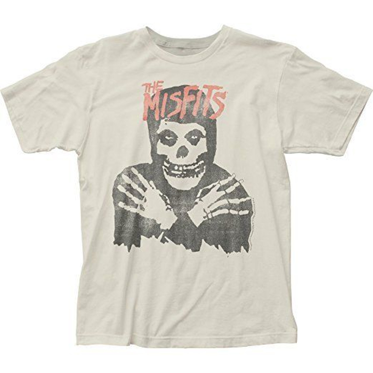 Misfits Classic Skull Fiend Club Off White Distressed Tee Shirt Punk Rock  Music