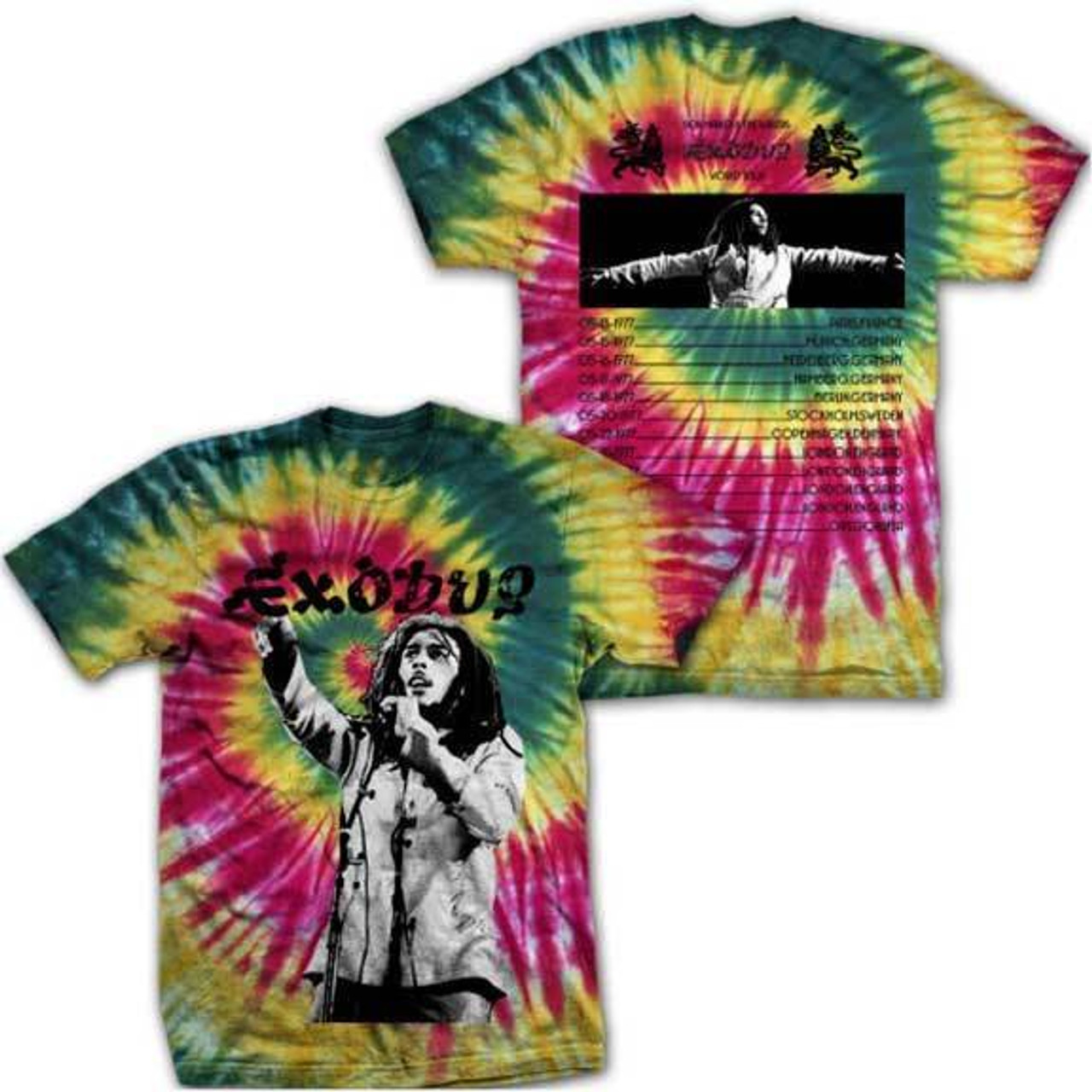 Zion Rootswear Bob Marley Exodus Tour Reggae Music Tie Dye Tee Shirt  ZRBM2042