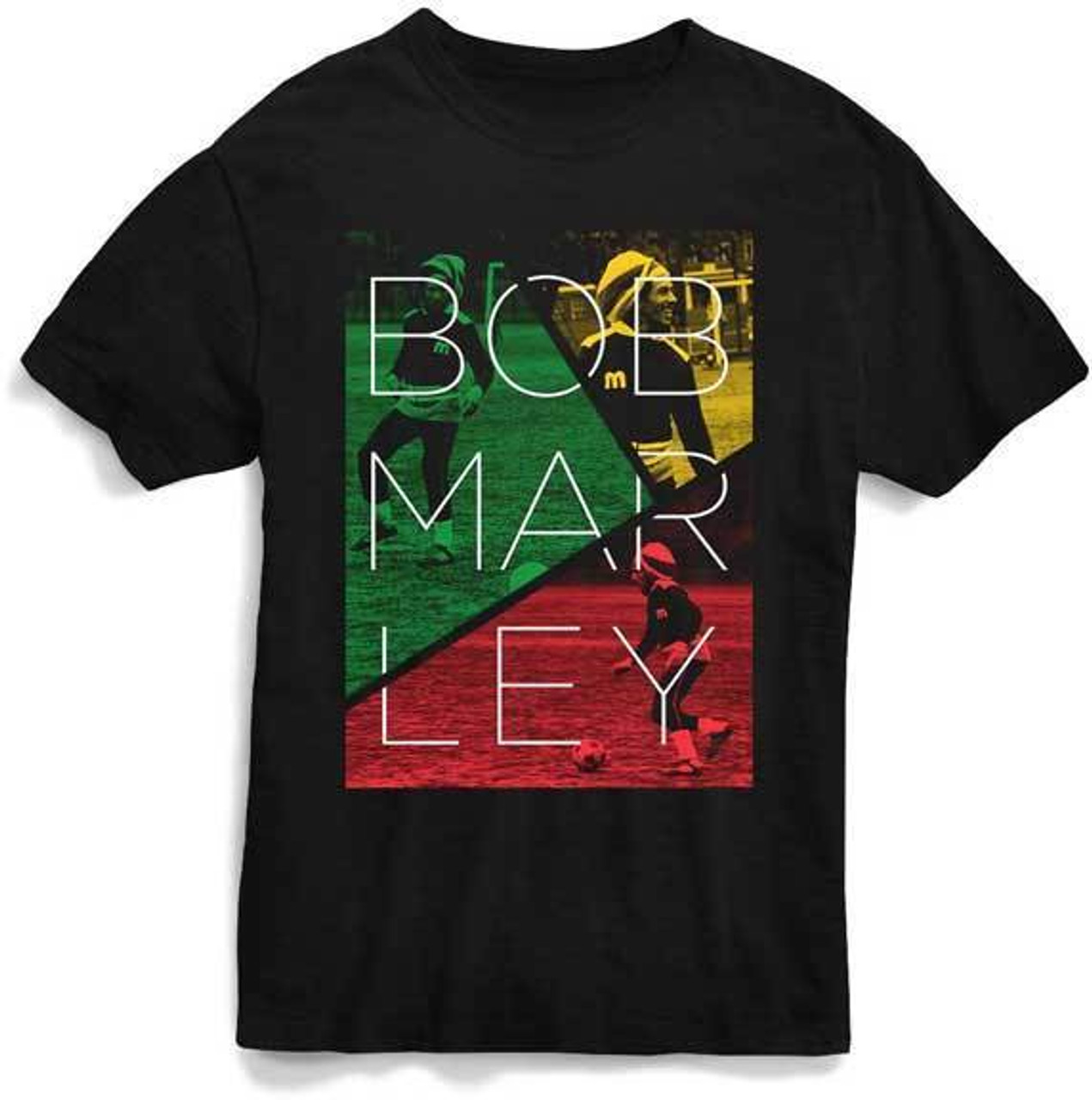 Zion Rootswear Bob Marley Soccer Field Split Reggae Rasta Music T Shirt  ZRBM0304