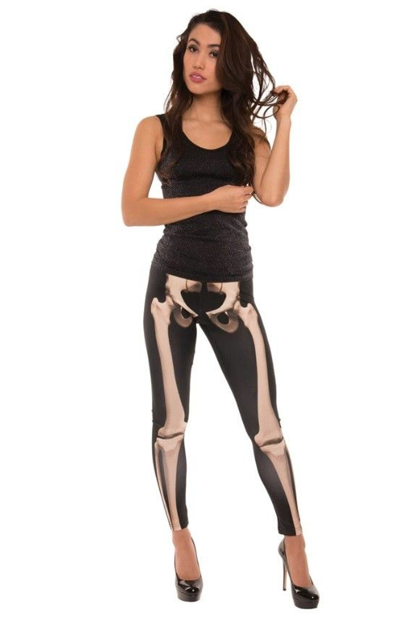 Faux Real Skeleton Leggings Photorealistic Sublimated Halloween Costume  F139144