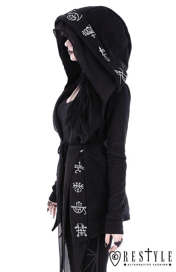 Sweat Gothique Punk - Noir à Capuche Avec Strass Et Résille - Taille Unique - Neuf Avec étiquettes