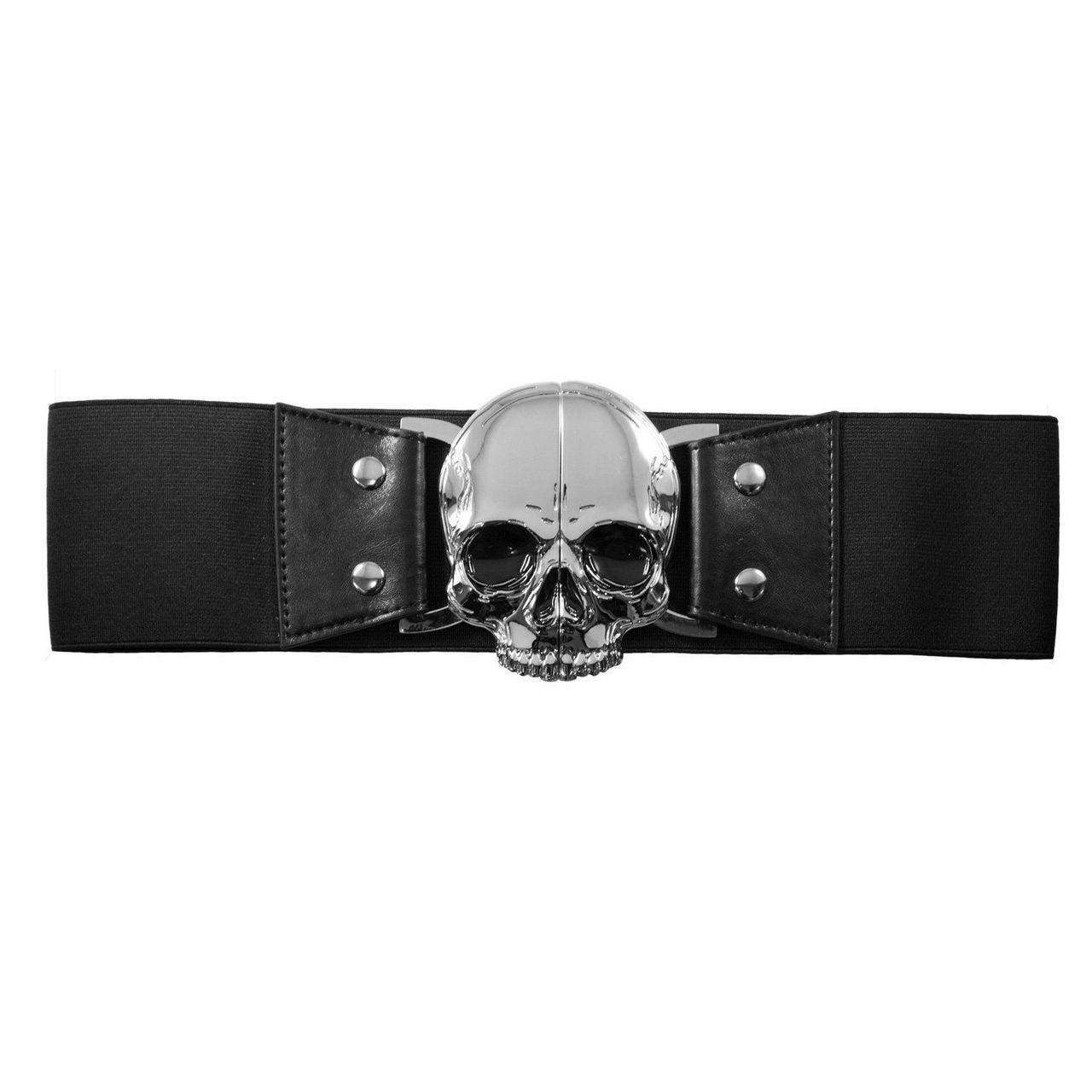 Rock Rebel Skull Black Knuckle Buckle in black belt