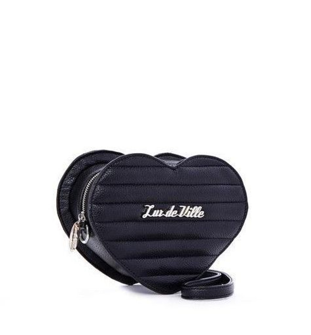 Lux de Ville Mini Love You Heart Black Matte Rockabilly Tote Bag Purse MLYT99BM