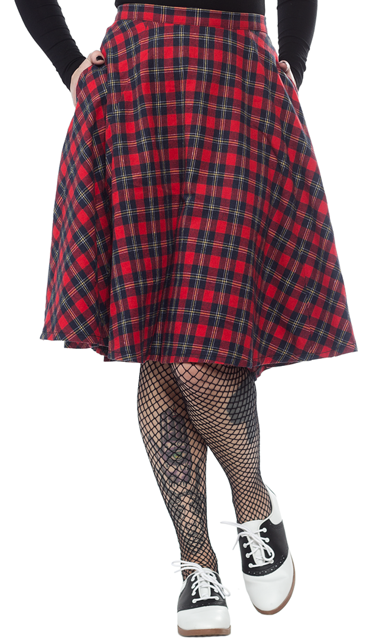 50s red plaid skirt