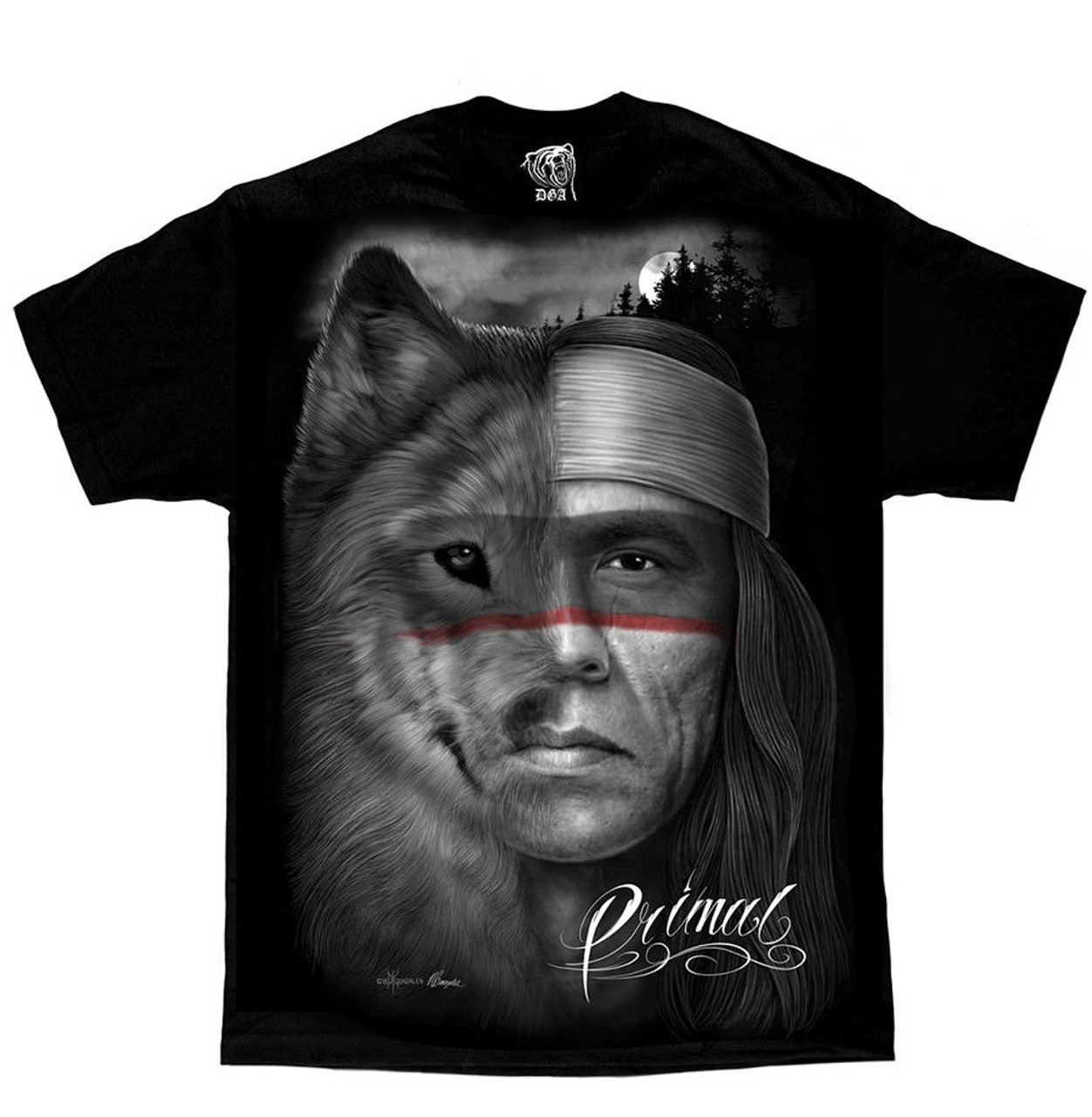 Dga David Gonzales Art Primal Moon Native American Indian Wolf Man