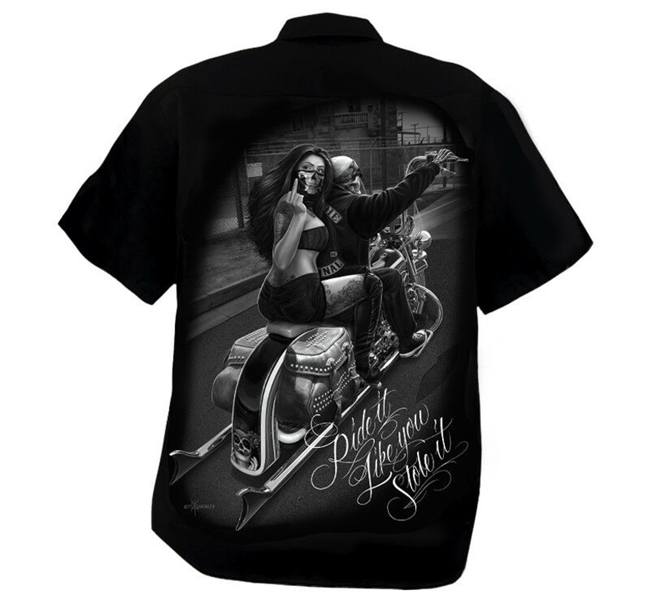 Dga David Gonzales Art Ride Or Die Ride It Motorcycle Button Down