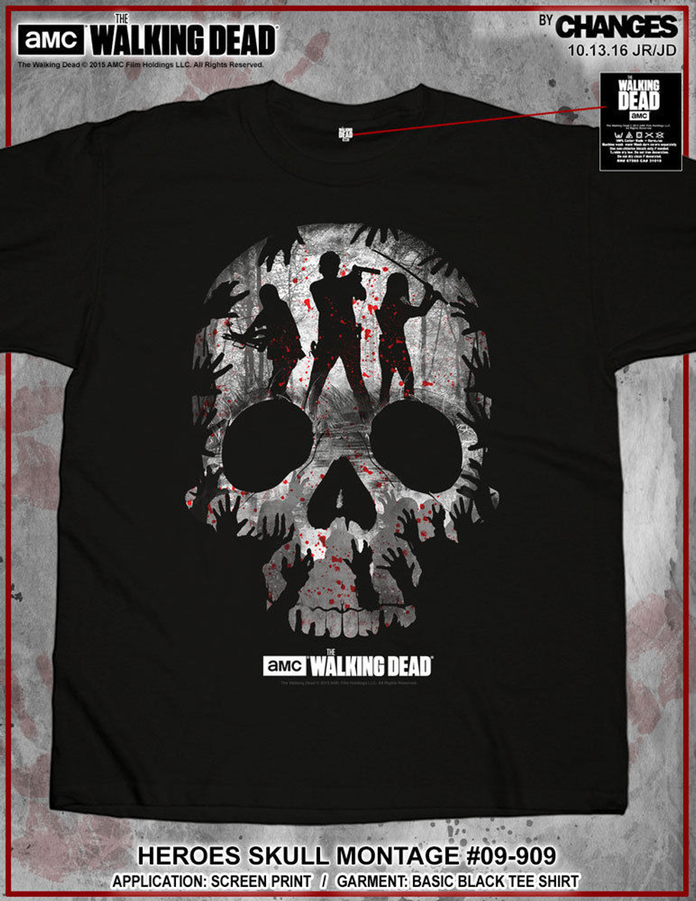 Walking Dead Heroes Skull Montage Rick Darryl Adult Mens T Tee Shirt 09-909  - Fearless Apparel