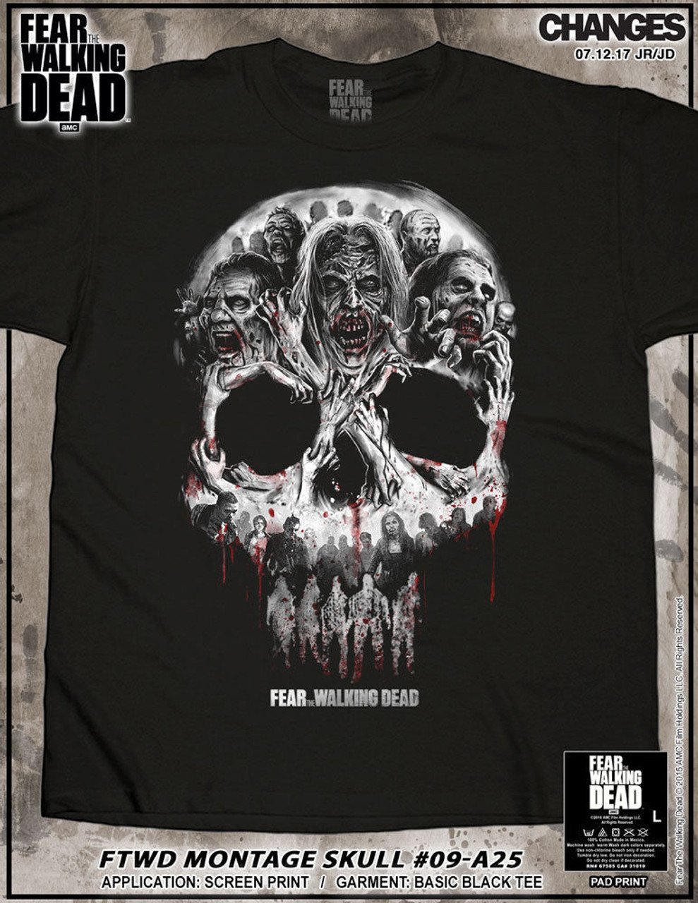 Fear The Walking Dead Infected Poster Biohazard Tv Show Zombies T
