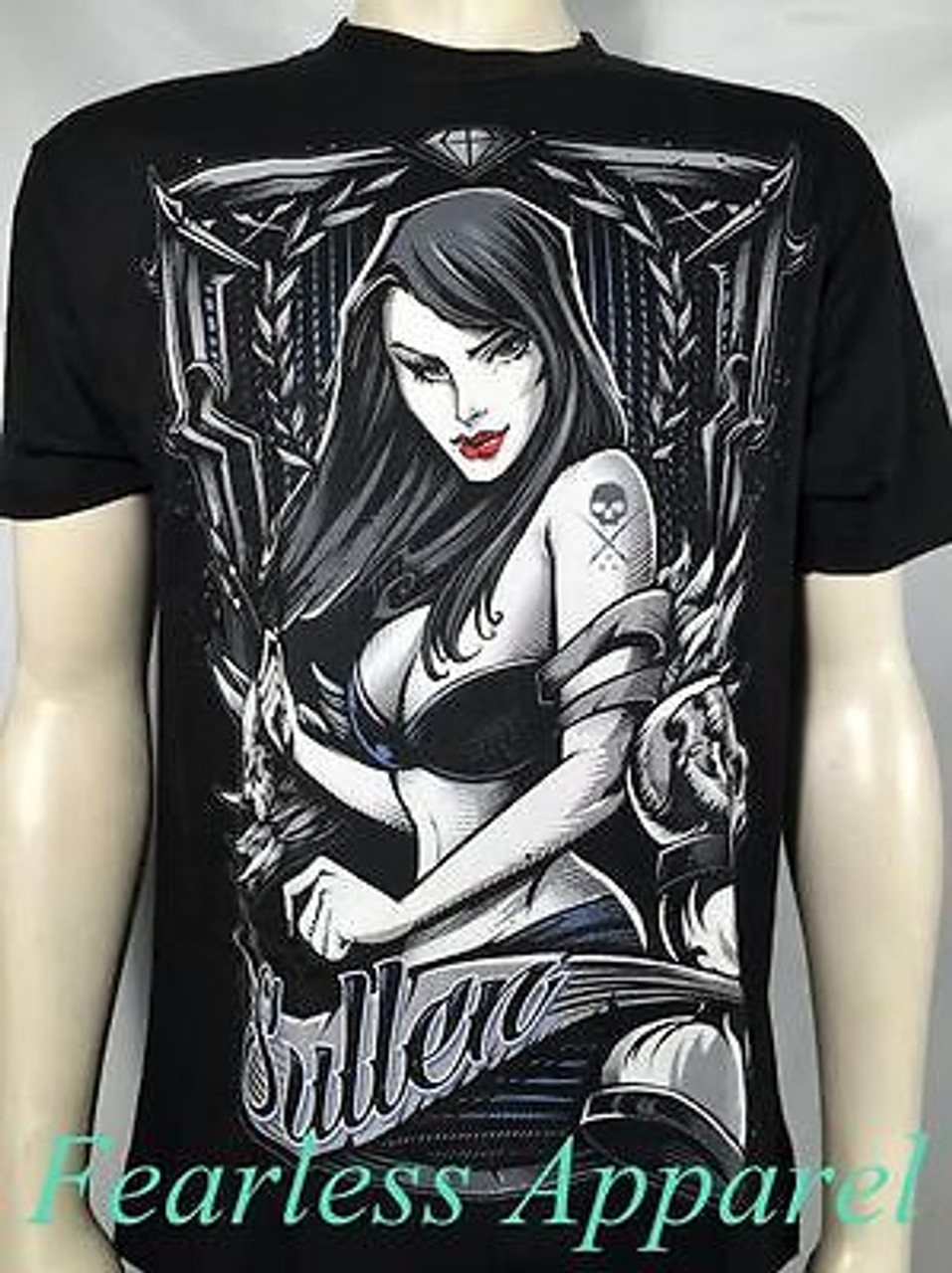 SULLEN CLOTHING IN TIME PIN UP METAL BIKER PUNK ROCK GOTHIC TATTOO T SHIRT  M-5XL