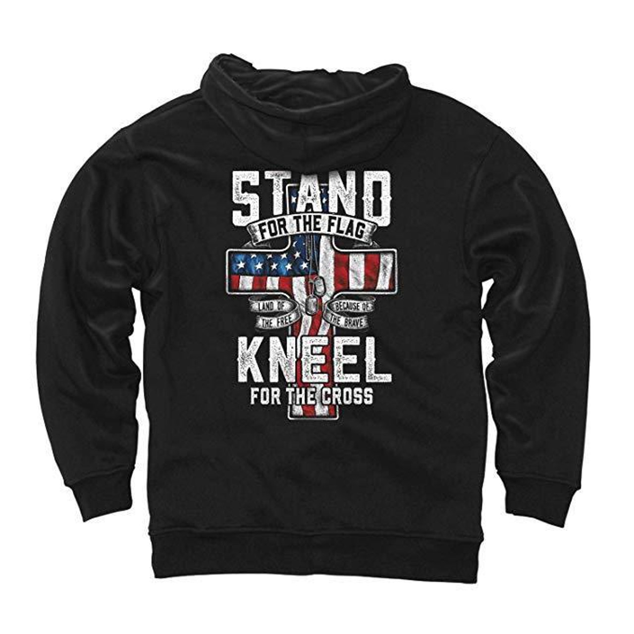 Buck Wear Stand Kneel American Flag USA Patriotic Freedom Cross Mens Hoodie  3538