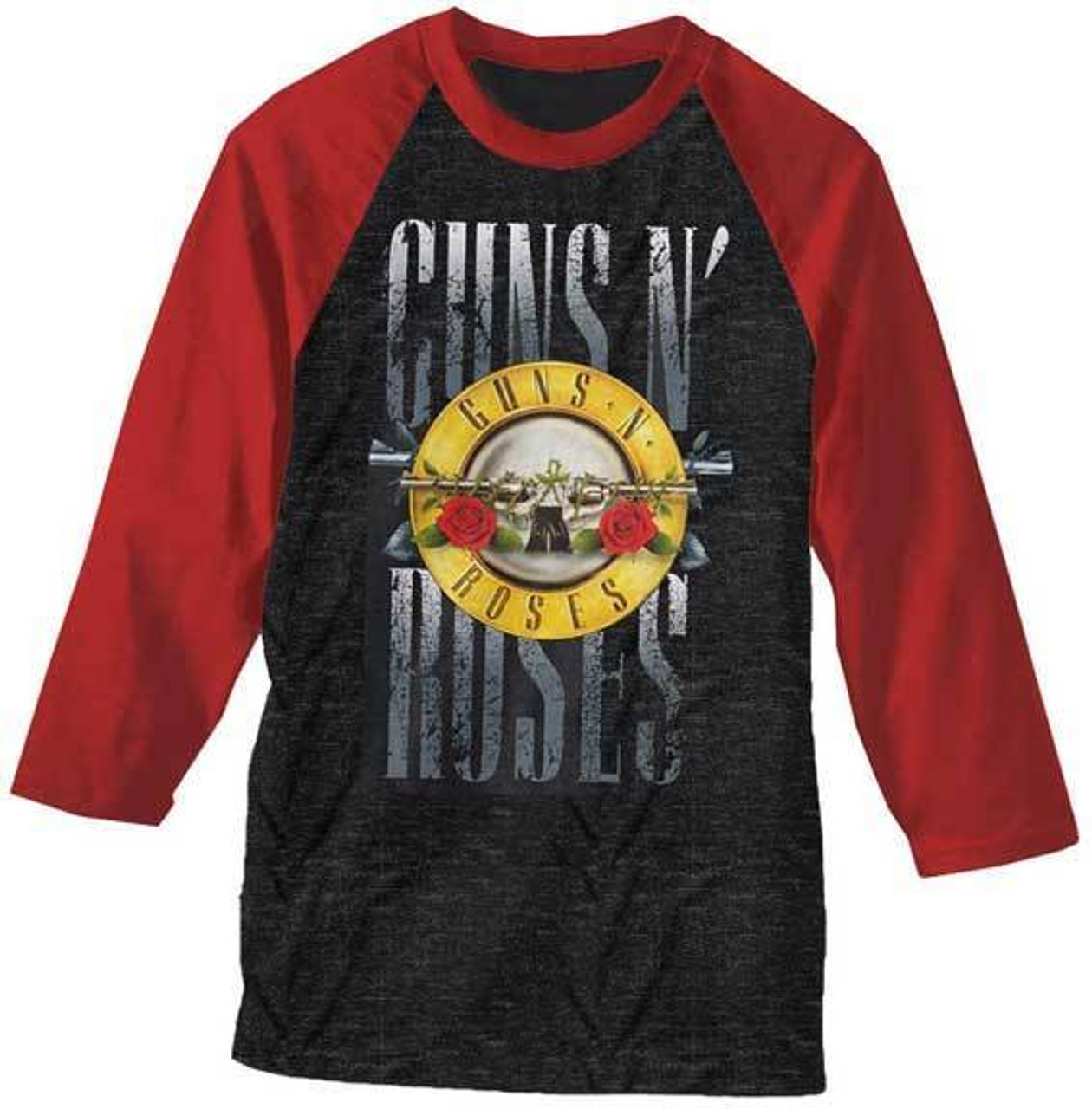 Guns n Roses Stack Logo Classic Hard Rock Heavy Metal Raglan T